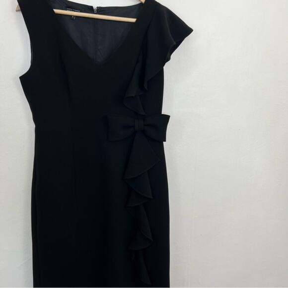 Rickie Freeman for Teri Jon Black Bow Ruffle Dress Size 10 - Picture 8 of 13